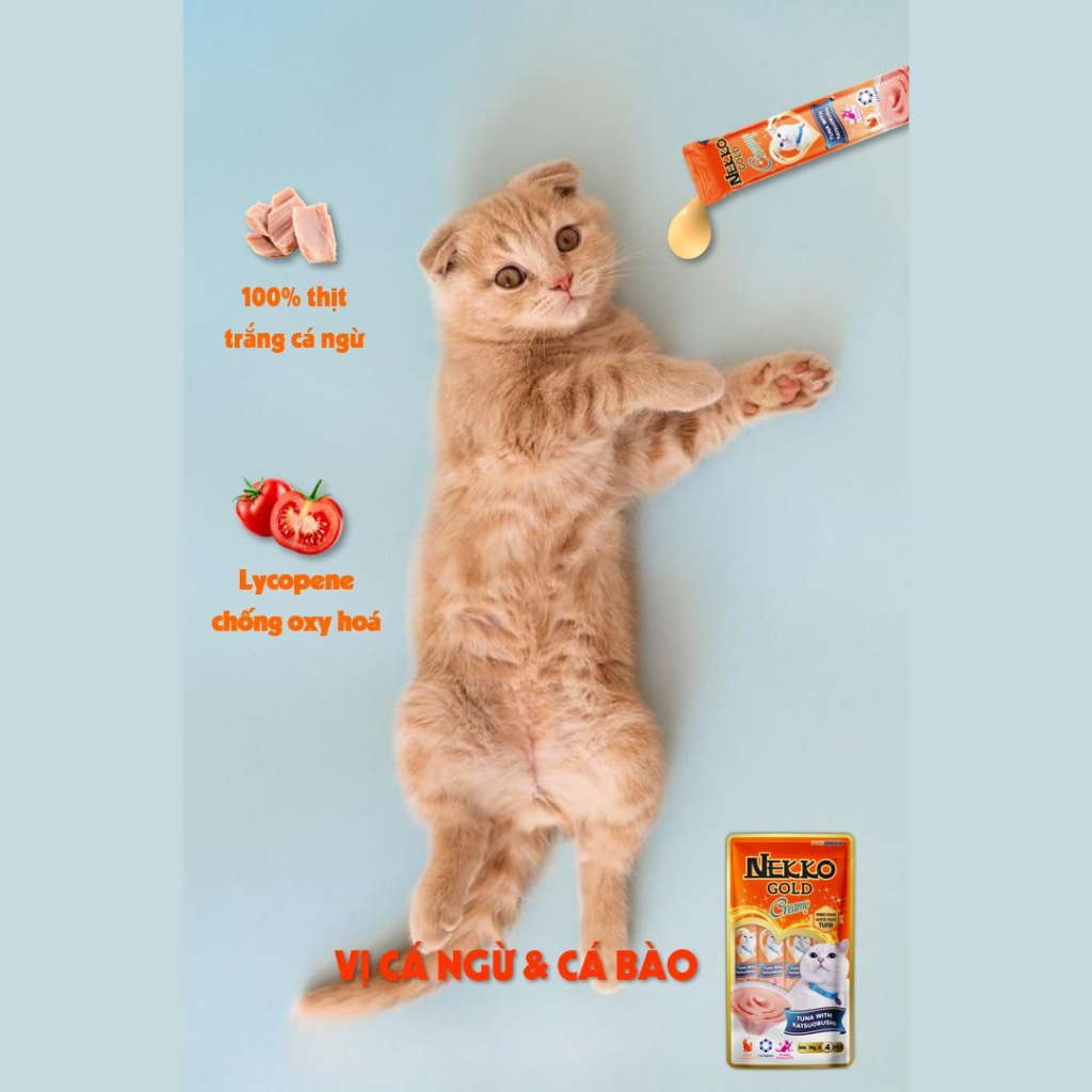 Súp thưởng Nekko Gold cho mèo mọi lứa tuổi, gói gồm 4 tuýp, tuýp 14g | Pet's Warehouse