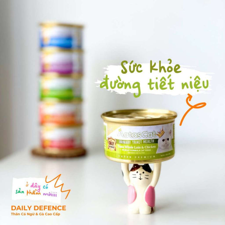 Pate Aatas Daily Defence, hỗ trợ chức năng cho mèo, lon 80g