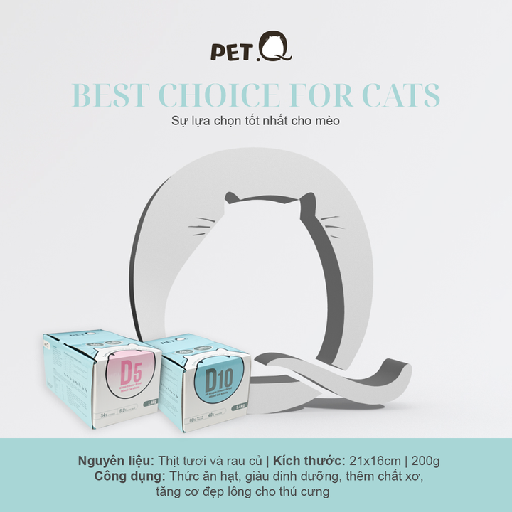 Thức Ăn Hạt Macaron D10, D5 PetQ Cho Mèo 200g