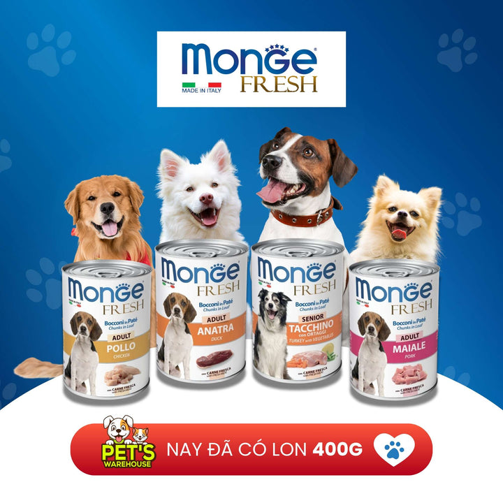 Pate Monge Cho Chó Trưởng Thành Nhiều Vị , Lon 400g