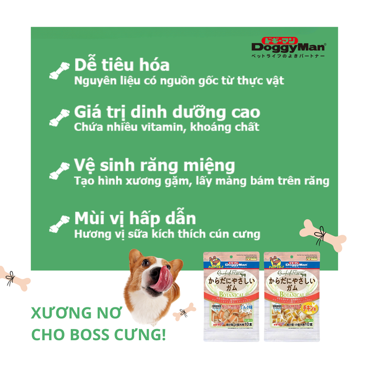 Xương Nơ DoggyMan Hương Gà, Hương Sữa Cho Chó, Gói 10 Cây