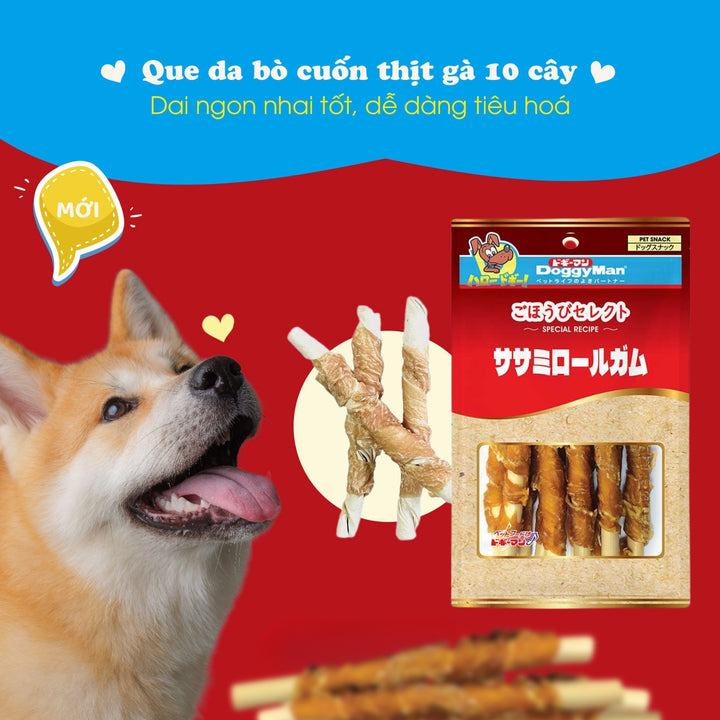 Que Cuốn Thịt Gà DoggyMan, 10 Cây 100G