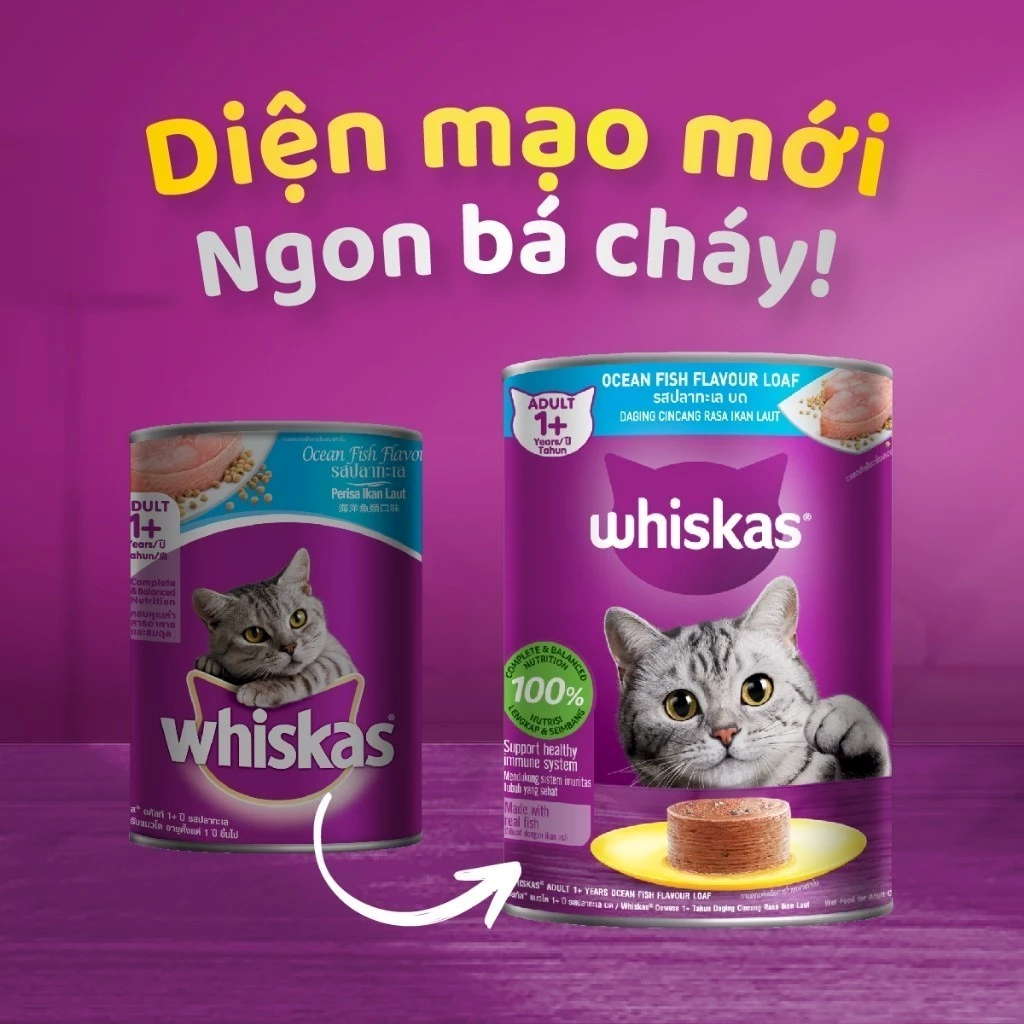 Pate Whiskas Mèo Trưởng Thành Lon 400G