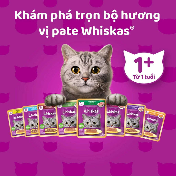 Pate Whiskas Mèo Trưởng Thành Gói 80G