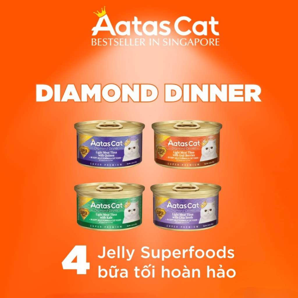 Pate Aatas Diamond cao cấp cho mèo mọi lứa tuổi, lon 80g