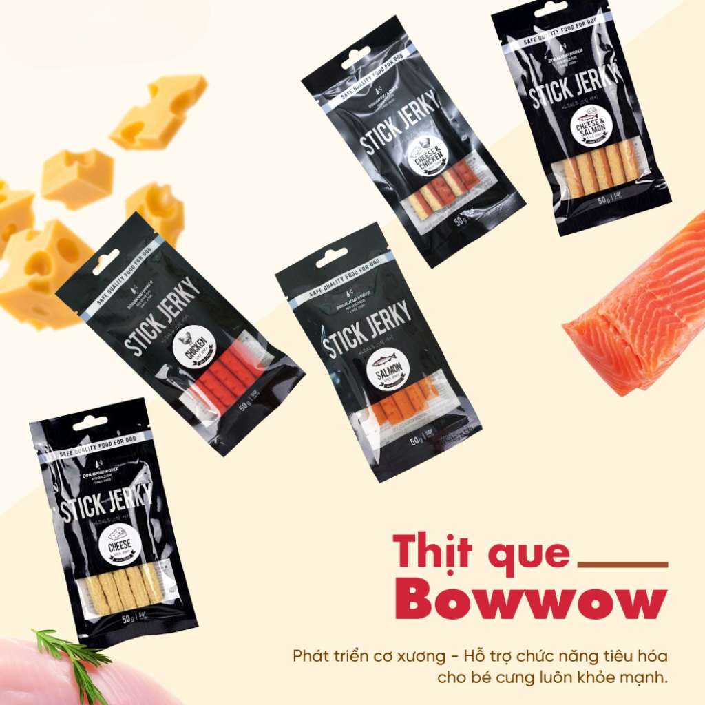 Snack Que Mềm Stick Jerky Bowwow Chó 50G