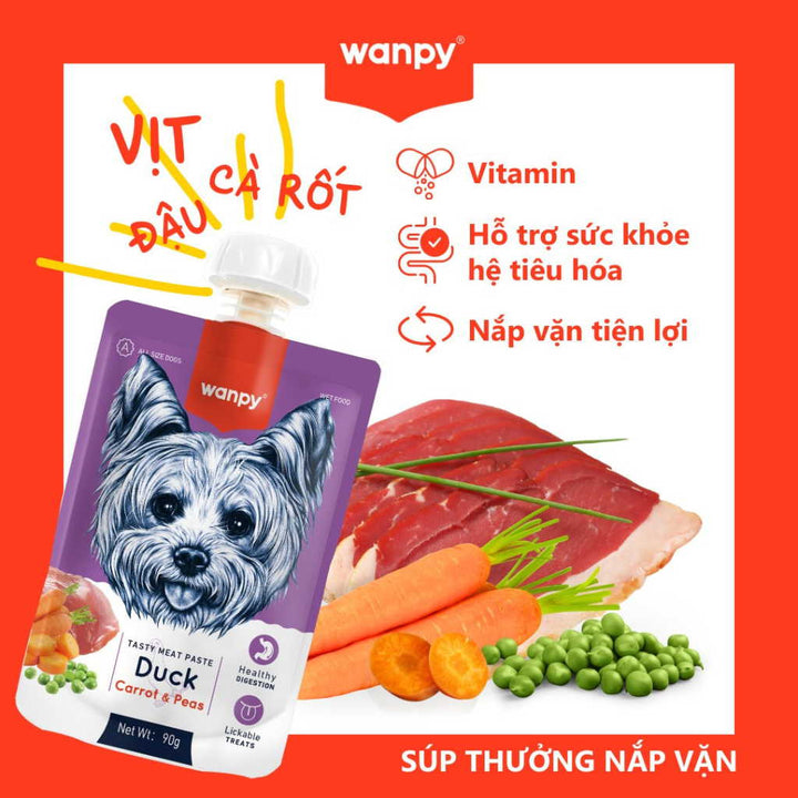 Súp Thưởng Nắp Vặn Wanpy Chó Mọi Lứa Tuổi 90G