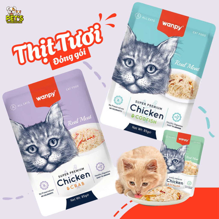 Pate Super Premium Wanpy Cho Mèo Gói 85G