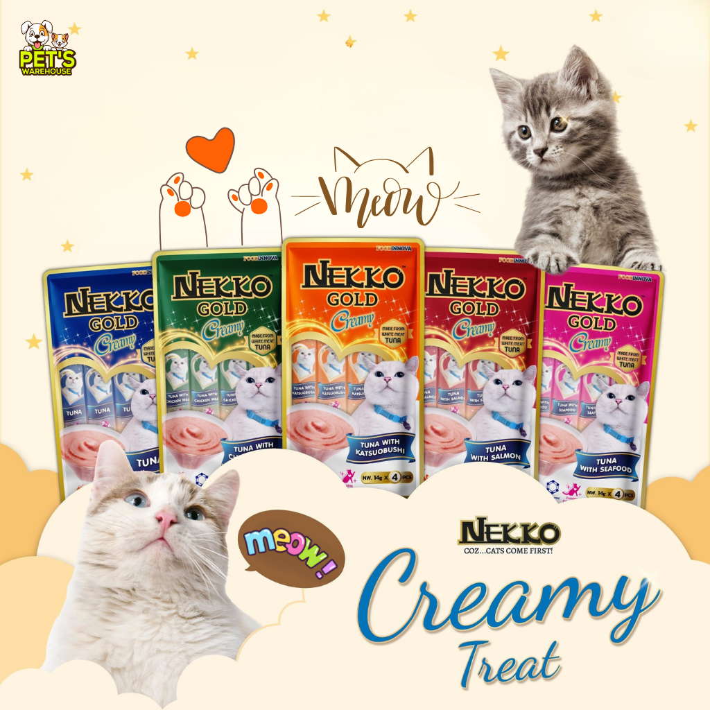 Súp thưởng Nekko Gold cho mèo mọi lứa tuổi, gói gồm 4 tuýp, tuýp 14g | Pet's Warehouse