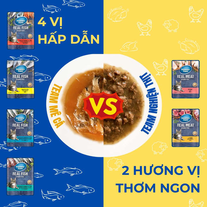 Pate Snappy Tom Real Fish Mèo 85G