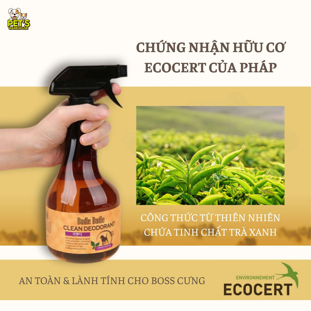 Xịt Khử Mùi Dưỡng Lông Chó Budle'Budle, 530ML