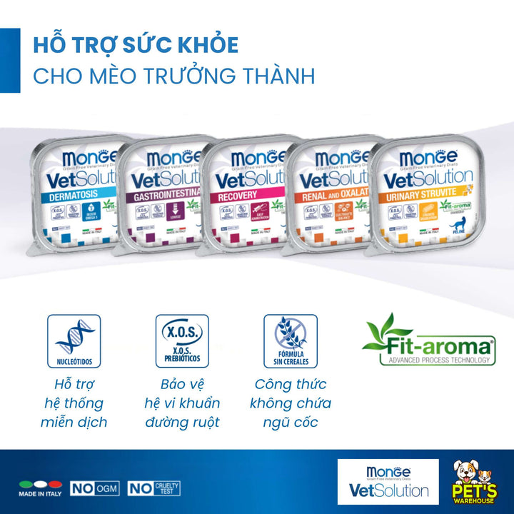 Pate Mèo Monge Vet Solution Hỗ Trợ Chăm Sóc Sức Khỏe, Hộp 100g