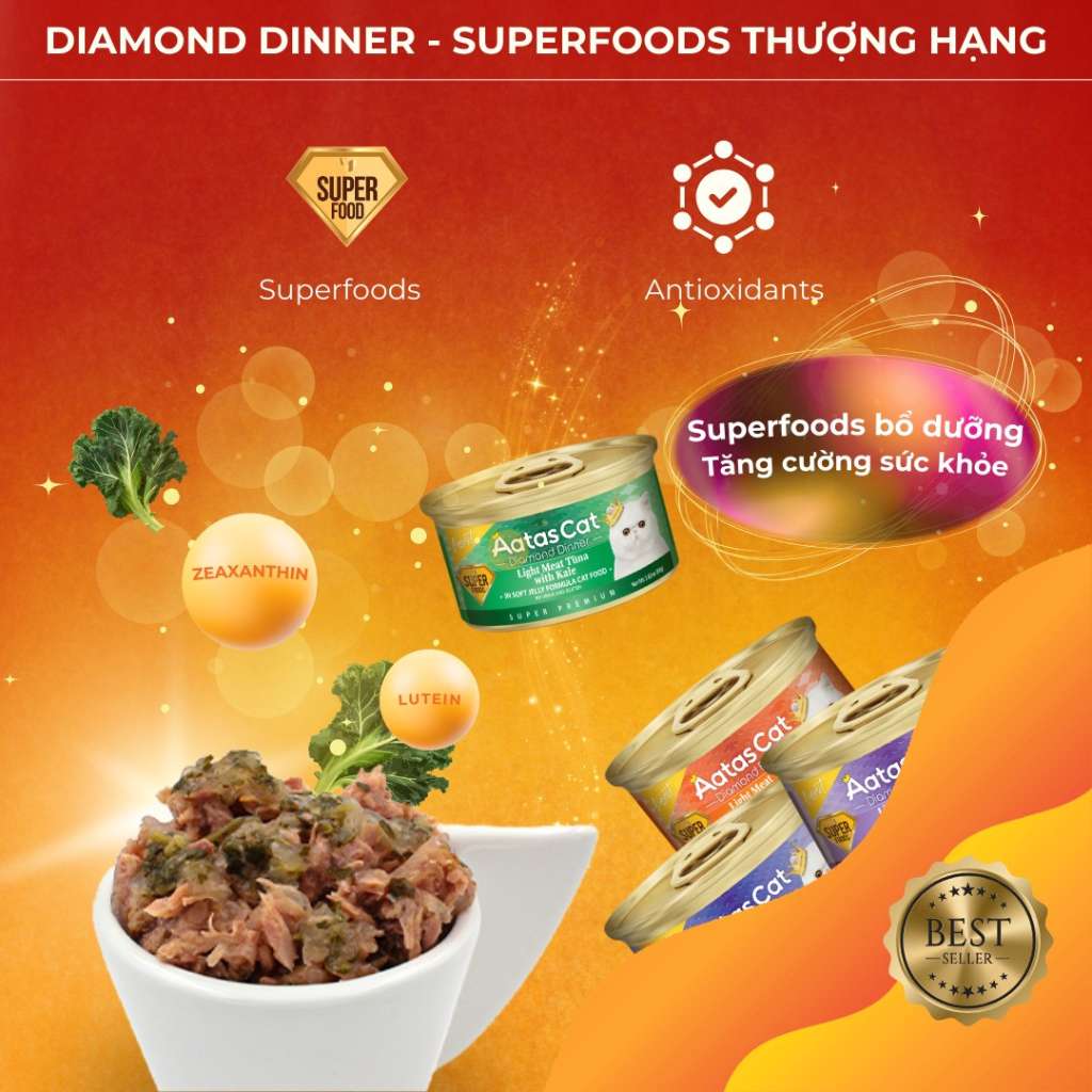 Pate Aatas Diamond cao cấp cho mèo mọi lứa tuổi, lon 80g