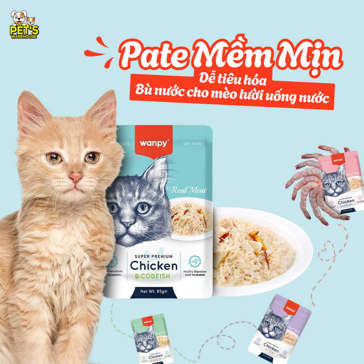 Pate Super Premium Wanpy Cho Mèo Gói 85G
