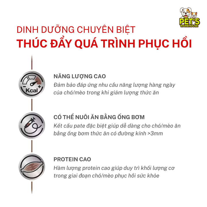 Pate Royal Canin Recovery Cho Chó Mèo, Lon 195g