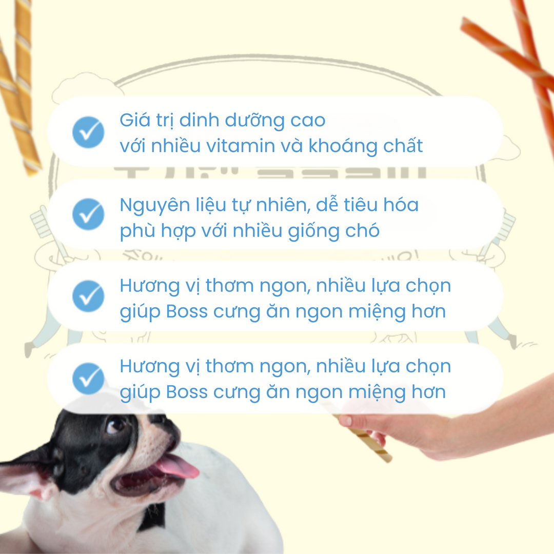 Que Gặm DoggyMan Cho Chó, Gói 120g, Nhiều Hương