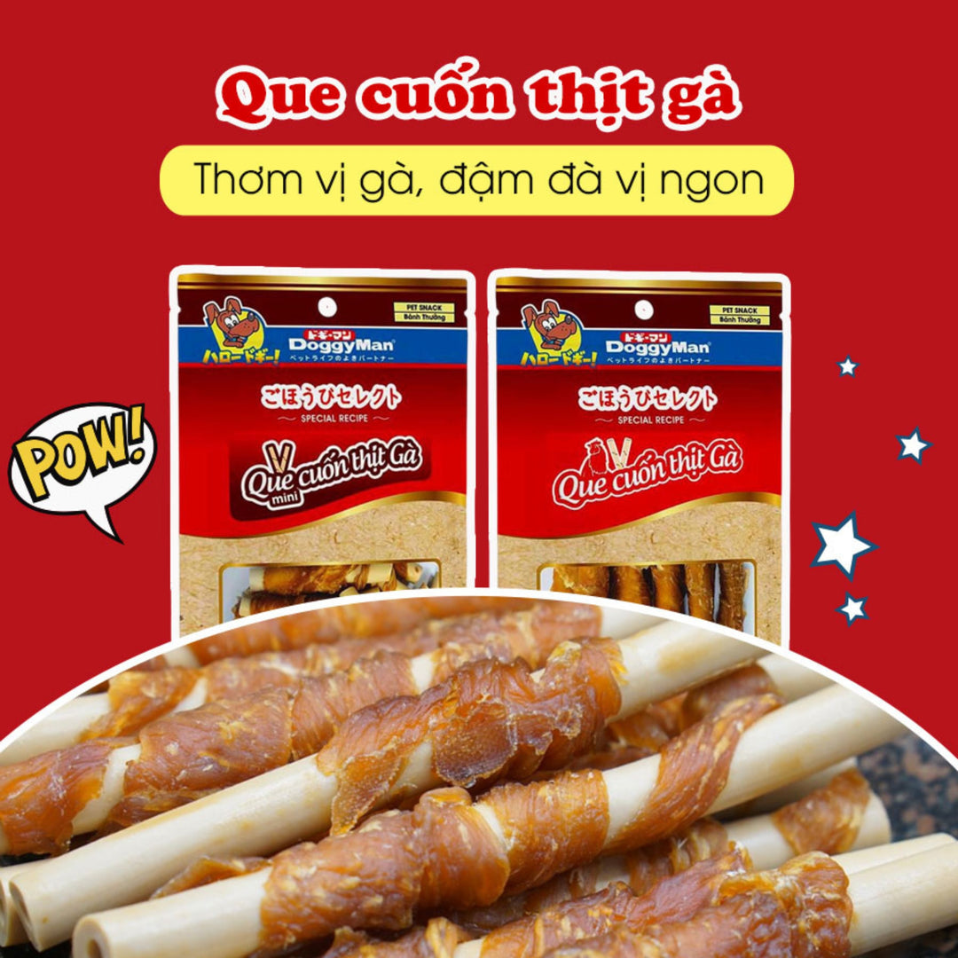 Que Cuốn Thịt Gà DoggyMan, 10 Cây 100G