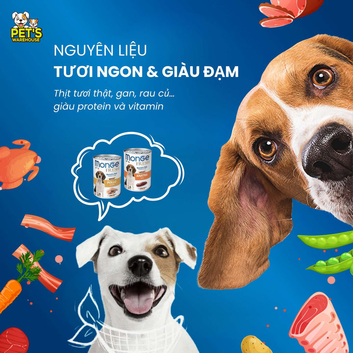 Pate Monge Cho Chó Trưởng Thành Nhiều Vị , Lon 400g