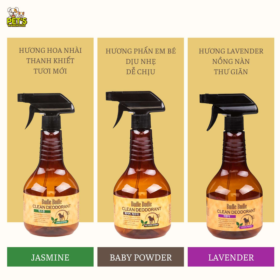 Xịt Khử Mùi Dưỡng Lông Chó Budle'Budle, 530ML