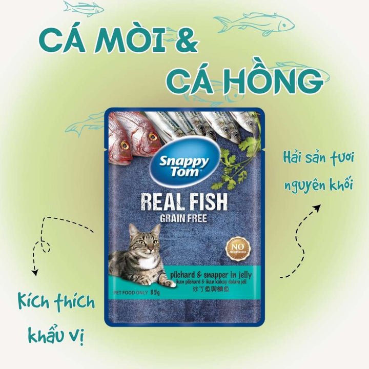 Pate Snappy Tom Real Fish Mèo 85G