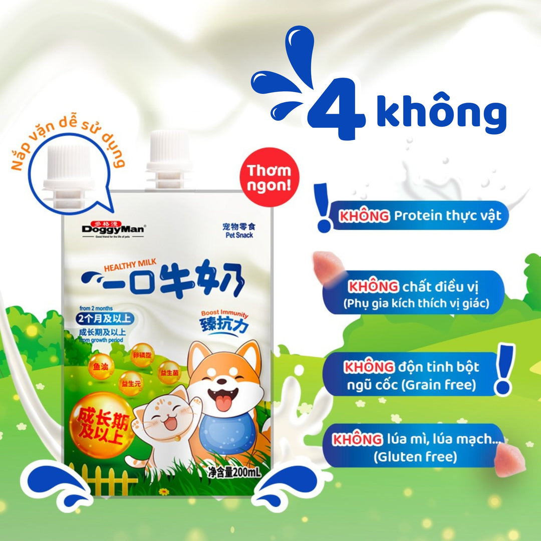 Sữa Dinh Dưỡng Nắp Vặn DoggyMan Cho Chó Mèo Trên 2 Tháng Tuổi, 200ml