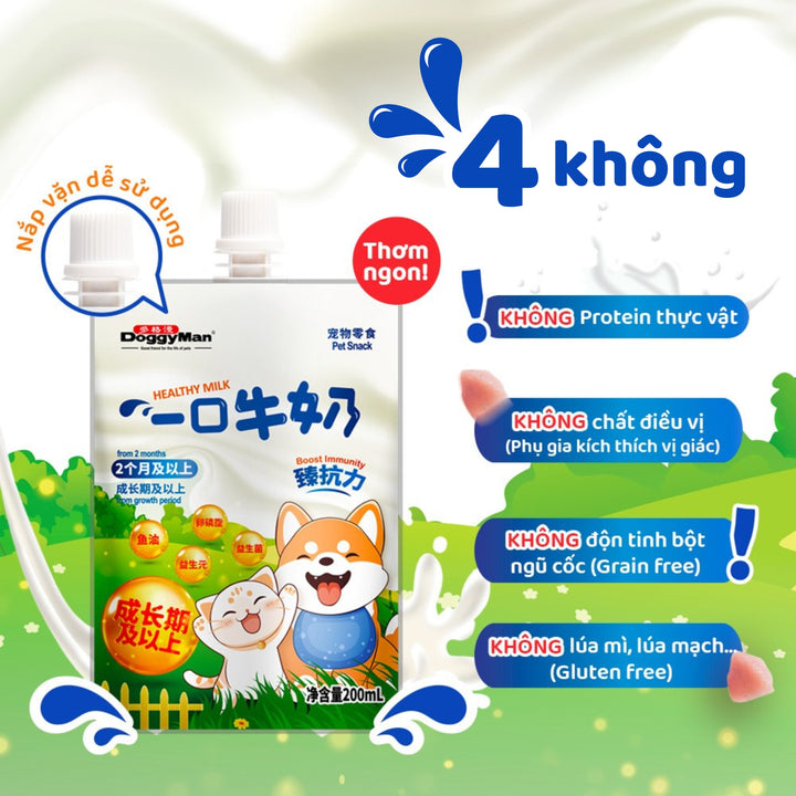 Sữa Dinh Dưỡng Nắp Vặn DoggyMan Cho Chó Mèo Trên 2 Tháng Tuổi, 200ml