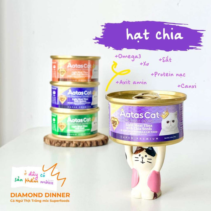 Pate Aatas Diamond cao cấp cho mèo mọi lứa tuổi, lon 80g