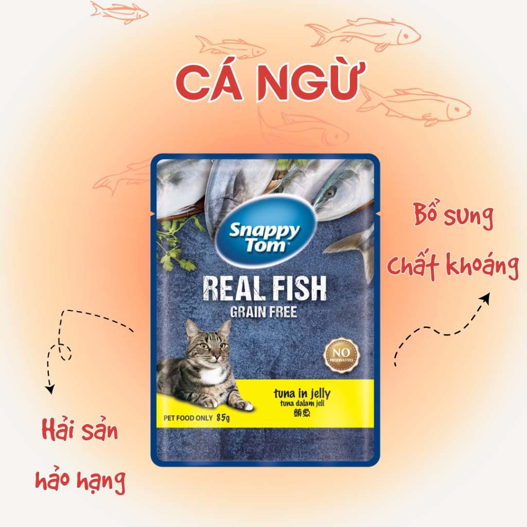 Pate Snappy Tom Real Fish Mèo 85G