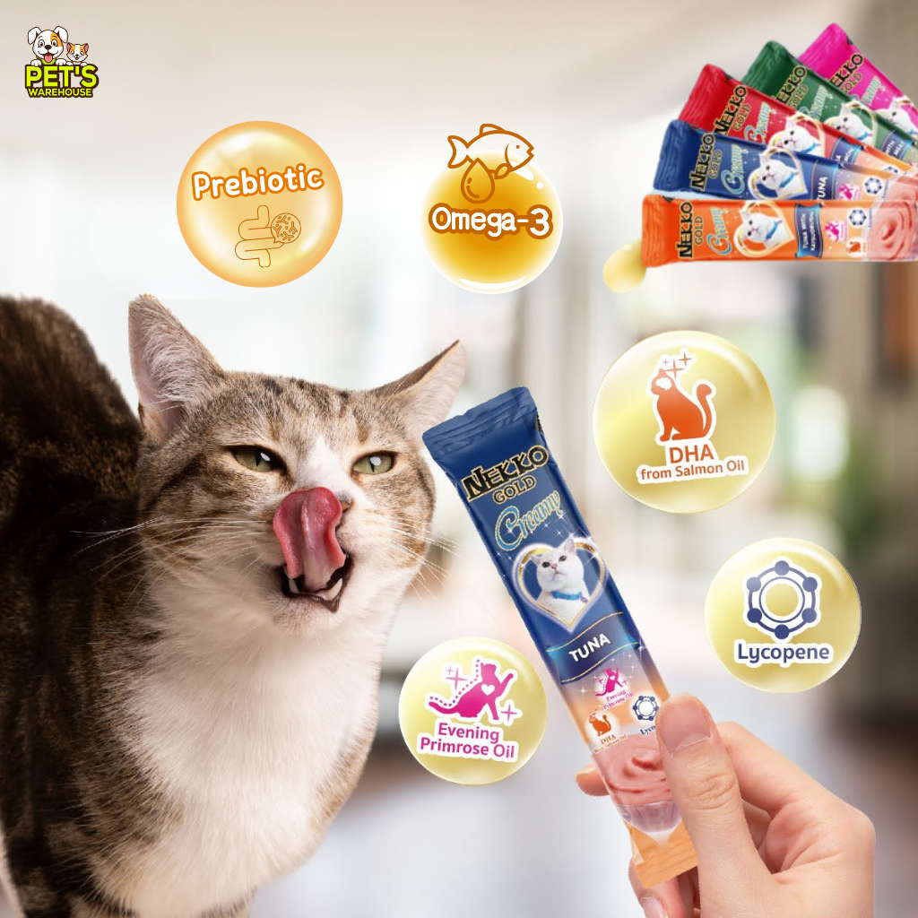 Súp thưởng Nekko Gold cho mèo mọi lứa tuổi, gói gồm 4 tuýp, tuýp 14g | Pet's Warehouse