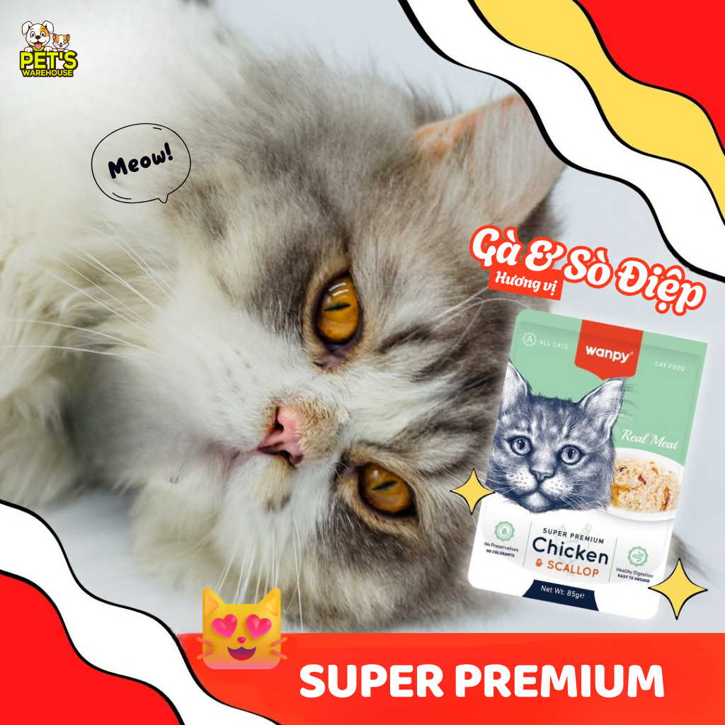 Pate Super Premium Wanpy Cho Mèo Gói 85G