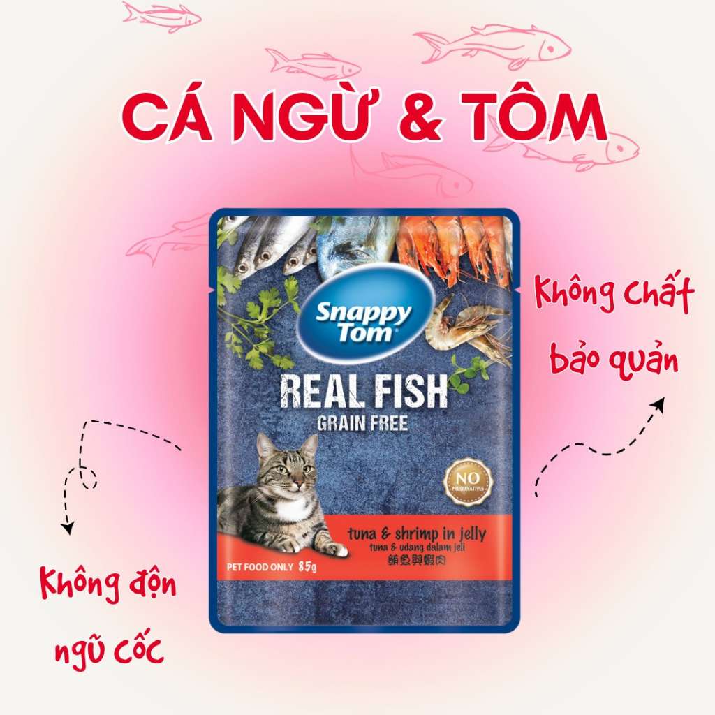 Pate Snappy Tom Real Fish Mèo 85G