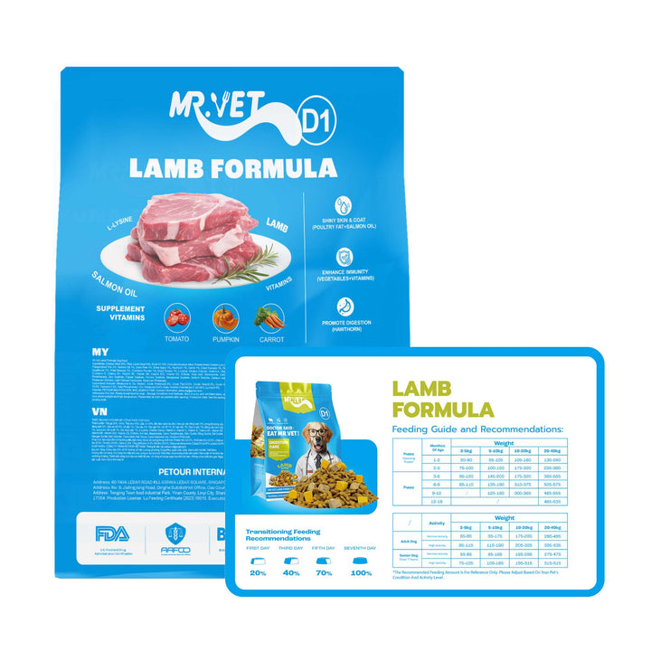 Hạt Mr.Vet D1 Hỗ Trợ Tiêu Hóa Cho Chó Mọi Lứa Tuổi, Công Thức Thịt Cừu Non, Túi 1.4Kg