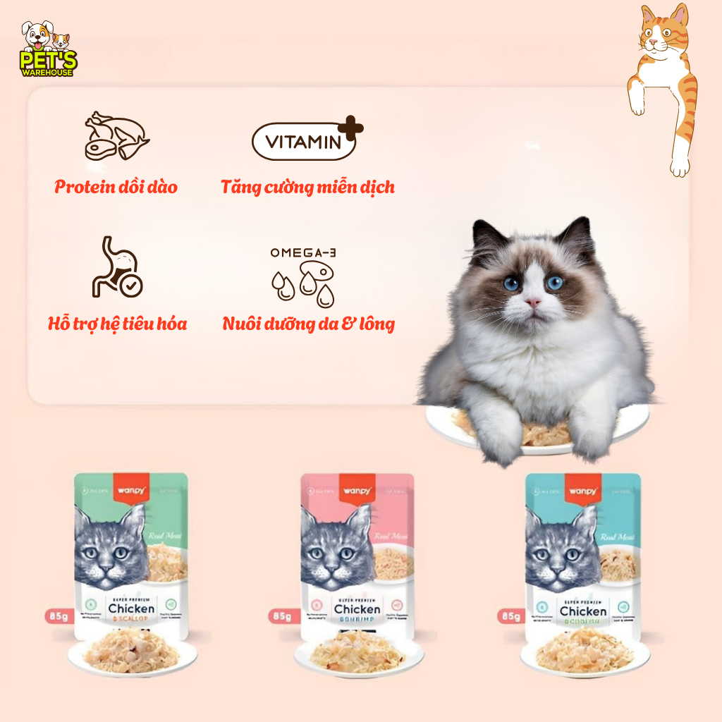 Pate Super Premium Wanpy Cho Mèo Gói 85G