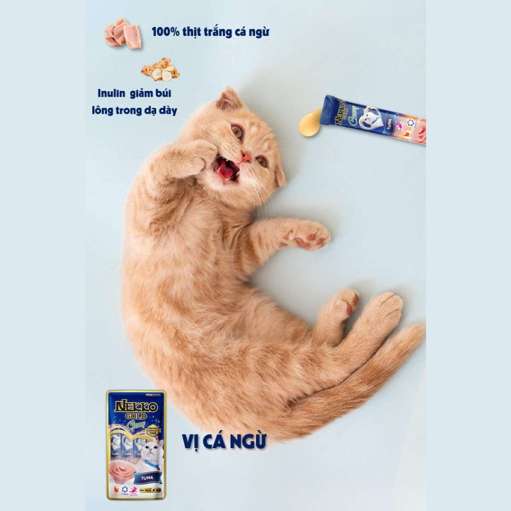 Súp thưởng Nekko Gold cho mèo mọi lứa tuổi, gói gồm 4 tuýp, tuýp 14g | Pet's Warehouse