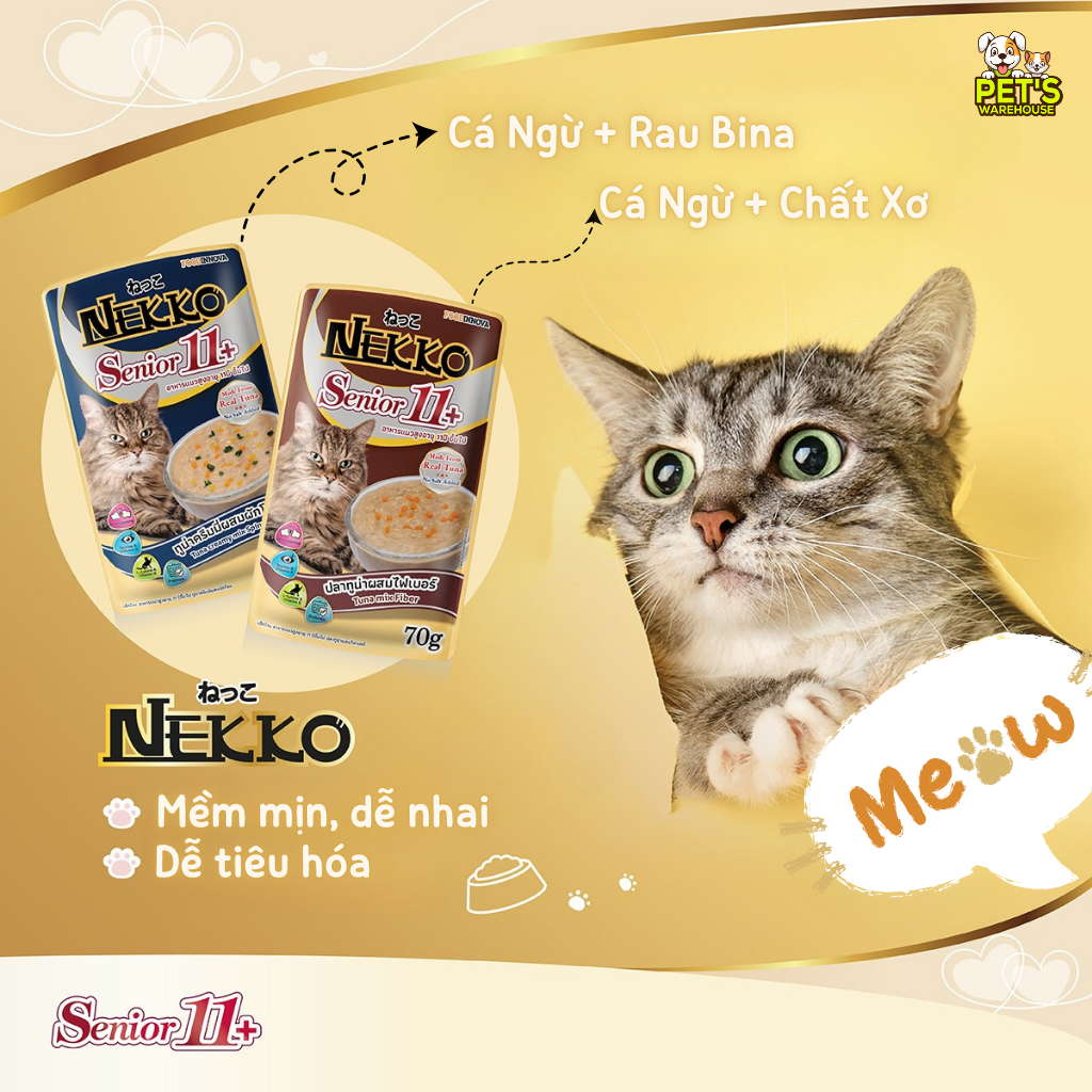 Pate mèo trưởng thành Nekko, Thái Lan, gói 70g | Pet's Warehouse