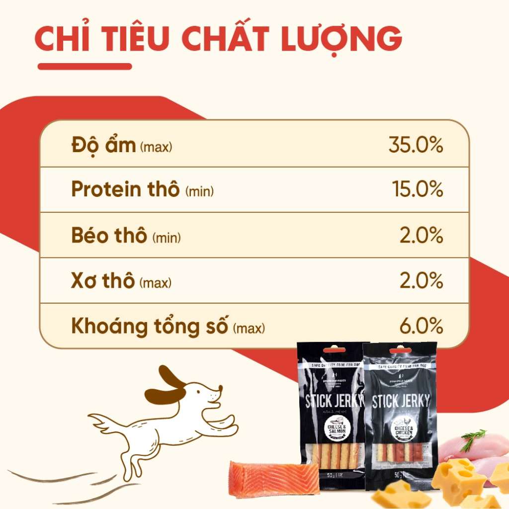 Snack Que Mềm Stick Jerky Bowwow Chó 50G