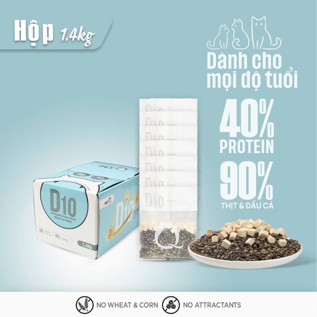 Thức Ăn Hạt Macaron D10, D5 PetQ Cho Mèo 200g