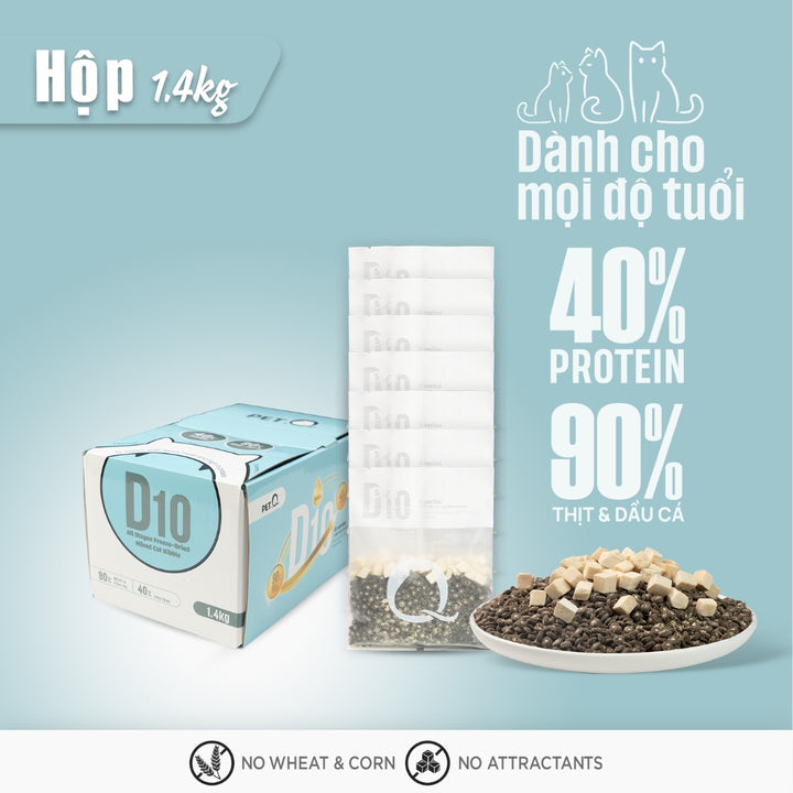 Thức Ăn Hạt Macaron D10, D5 PetQ Cho Mèo 200g