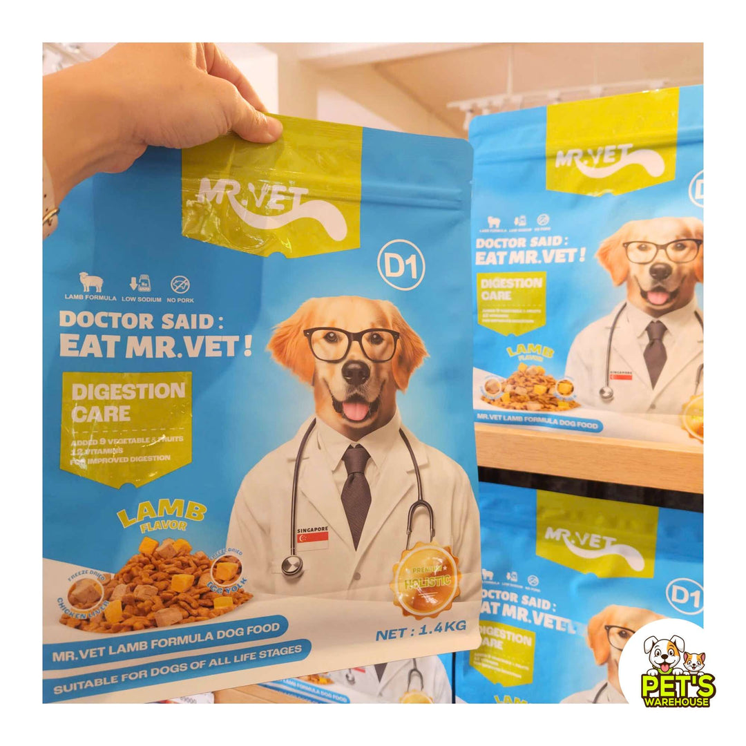 Hạt Mr.Vet D1 Hỗ Trợ Tiêu Hóa Cho Chó Mọi Lứa Tuổi, Công Thức Thịt Cừu Non, Túi 1.4Kg