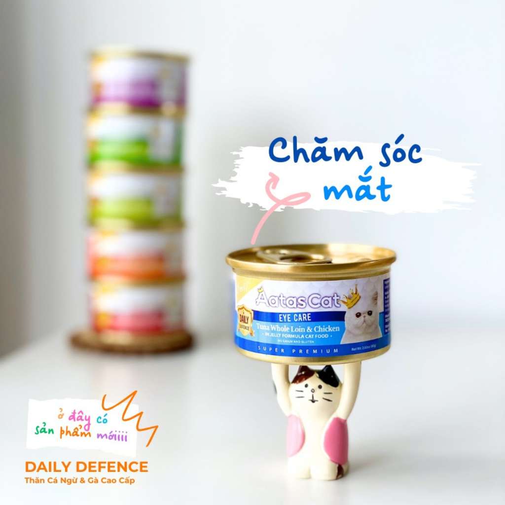 Pate Aatas Daily Defence, hỗ trợ chức năng cho mèo, lon 80g