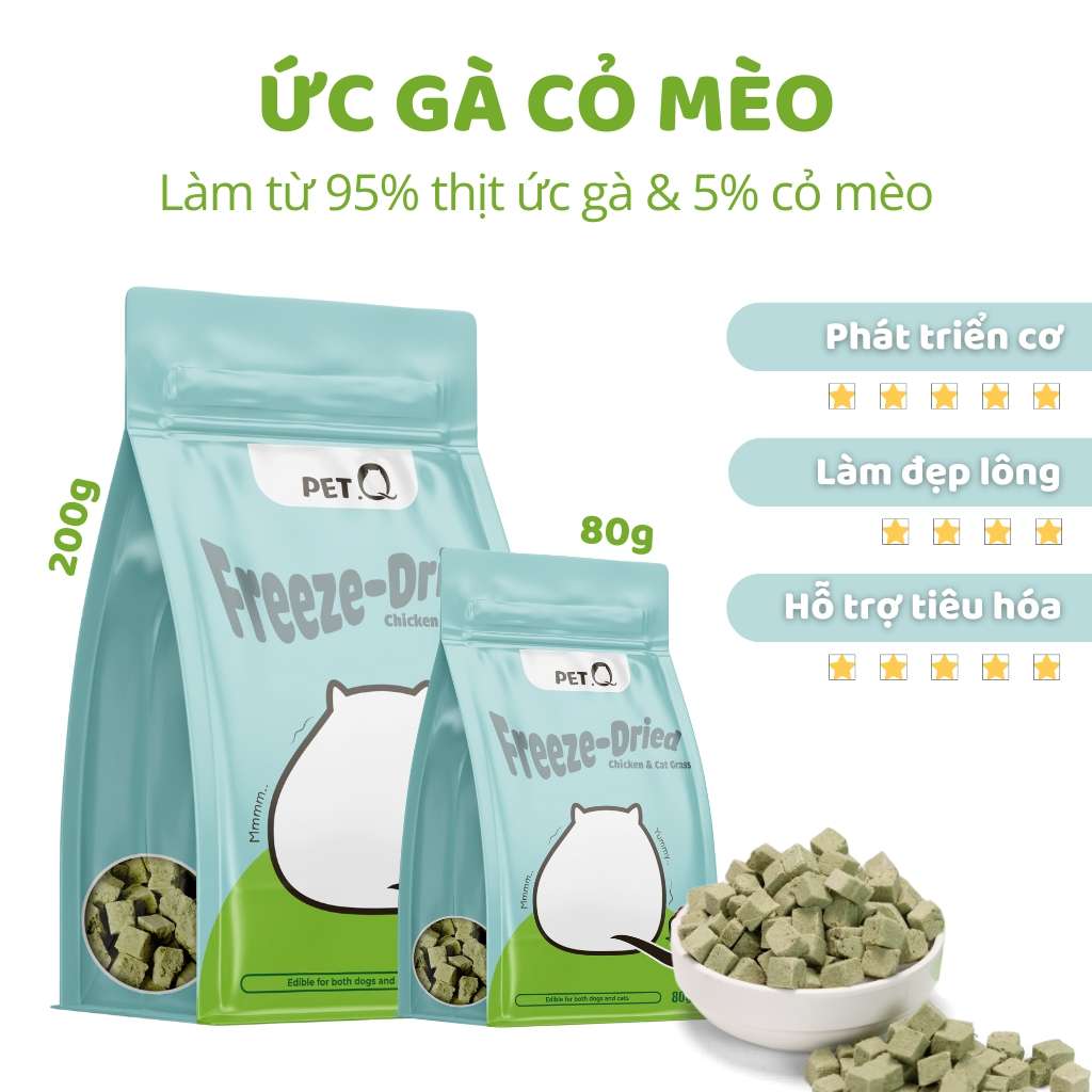 Snack Đông Khô Cho Chó Mèo PetQ, 200g