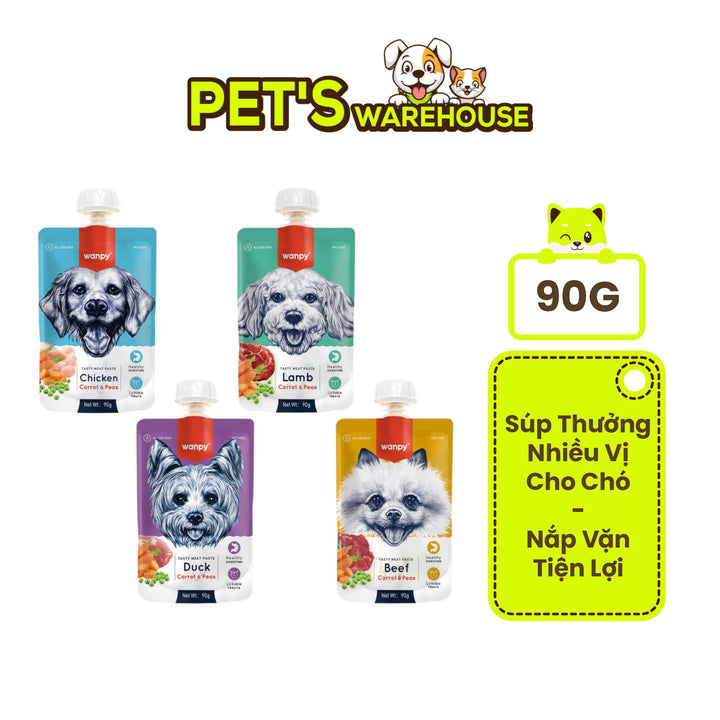 Súp Thưởng Nắp Vặn Wanpy Chó Mọi Lứa Tuổi 90G