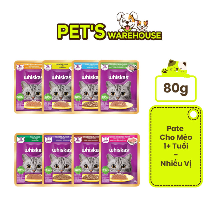 Pate Whiskas Mèo Trưởng Thành Gói 80G