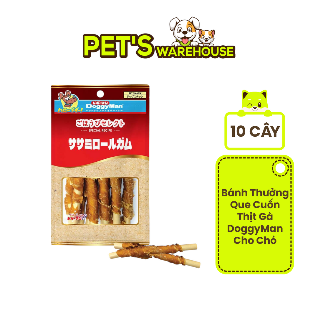 Que Cuốn Thịt Gà DoggyMan, 10 Cây 100G
