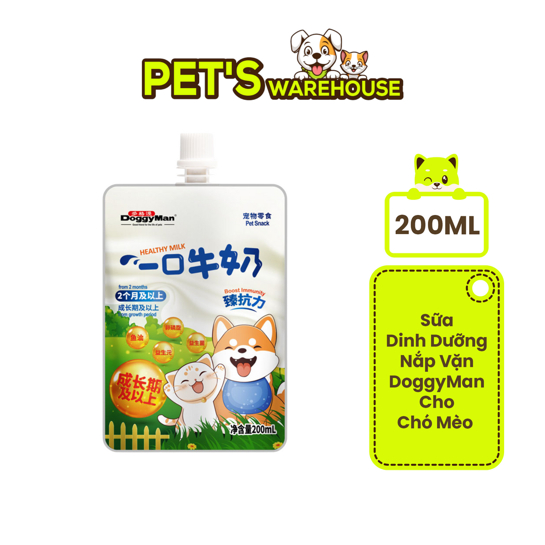 Sữa Dinh Dưỡng Nắp Vặn DoggyMan Cho Chó Mèo Trên 2 Tháng Tuổi, 200ml