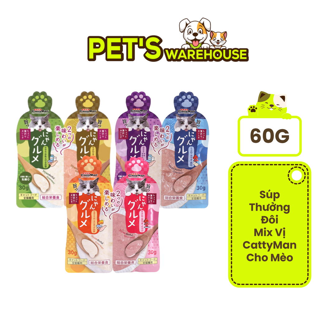 Súp Thưởng Đôi Mix Vị CattyMan Cho Mèo, 60g