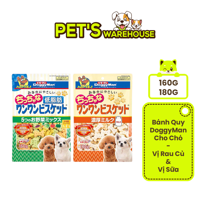 Bánh Quy DoggyMan Cho Chó Vị Rau Củ & Vị Sữa