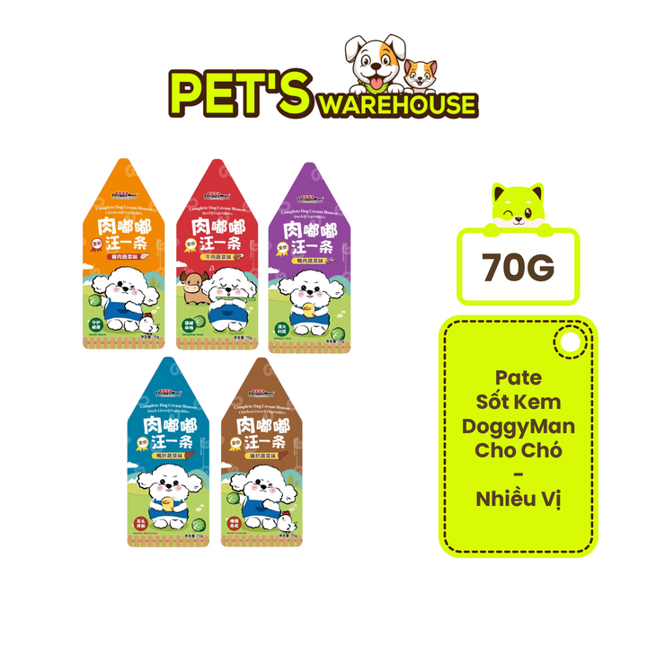 Pate Sốt Kem DoggyMan Cho Chó, Gói 70g, Có Mix Vị