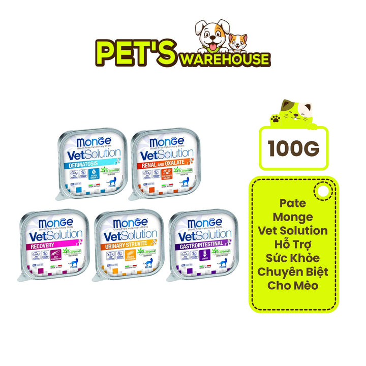 Pate Mèo Monge Vet Solution Hỗ Trợ Chăm Sóc Sức Khỏe, Hộp 100g