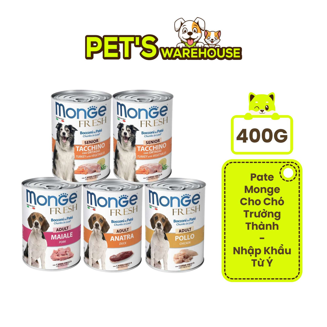 Pate Monge Cho Chó Trưởng Thành Nhiều Vị , Lon 400g